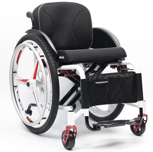 Lightweight Sports Wheelchair,Aluminum Lightweight Wheelchairs,Foldable Aluminum Wheelchair,All-Terrain Ultra Lightweight Sports Wheelchair,for Teenagers, Adults, Seniors(40cm/15.7in,Black - Hard back