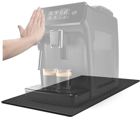 RISAKOGO Unterlage Kaffeemaschine, 48 x 30 cm Kaffeemaschine Unterlage, Silikonmatte Kaffeemaschine mit Rand, Anti-Rutsch und Wasserdicht Unterlage Kaffeevollautomat Für Küche, Esszimmer