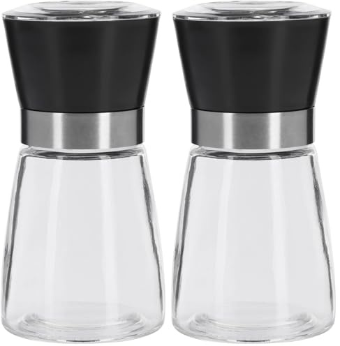 Westmark Moulin à Epices, Broyeur en Céramique, Ajustement Progressif, Verre/Plastique, Noir/Argent/Transparent, 63542260 (Lot de 2)