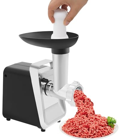 BRRIDE Elektrischer Fleischwolf, Wurstfüllmaschine, Gemüsehobel Automatischer Multifunktionale Fleischmaschine 2-in-1Küchenreibe mit 3 Scheiben, Wurstmaschine Wurstfüller für Zuhause