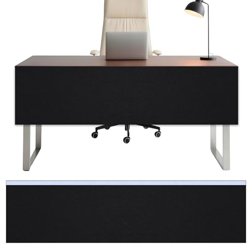Under Desk Privacy Panel 62 x 15 Inch Self-Adhesive Modesty Panel Table Skirts Privacy Divider for Office Desk Home Studio or Standing Workstation, Easy to Assemble, Black (1-Pack)