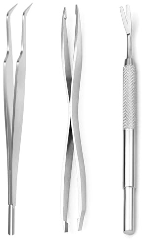 AURIVEE Pinza per Zecche 3 Pezzi,Rimozione Zecche Professionale in Acciaio Inossidabile per Cani, Gatti, Umani, con Pinzetta e Borsa in PVC