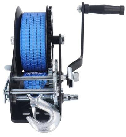 Depisuta Cabrestante Manual 3200lbs, Cabrestante de Aleación de Acero para Barcos de 2 Vías Con Trinquete y Antideslizante, 4: 1/8: 1 Relación de Transmisión, Tracción Fuerte