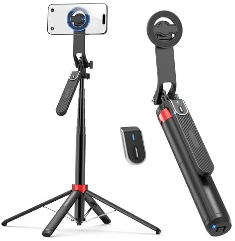 PlusAcc 69 Magnetic Selfie Stick Tripod - Phone Mount & 360°Rotatable Phone Stand Compatible with Magsafe/iPhone/Smartphone for Selfies Live Video Recording