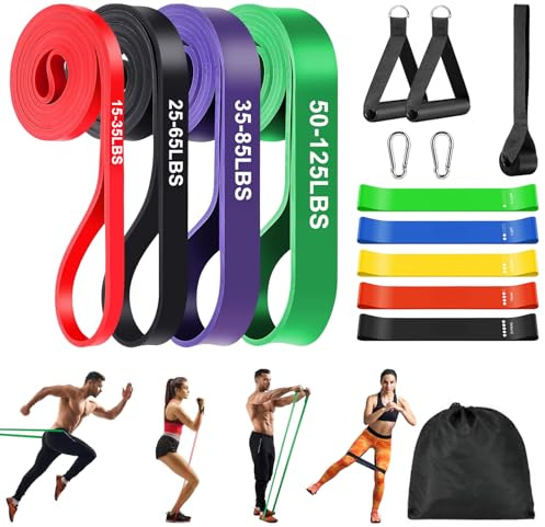Widerstandsbänder Set, Resistance Bands mit Türanker und Handgriffen. Klimmzugbänder, Stretch Bänder Geeignet für Krafttraining, Pilates, Physiotherapie, Gummiband für Sport, für Männer und Frauen.