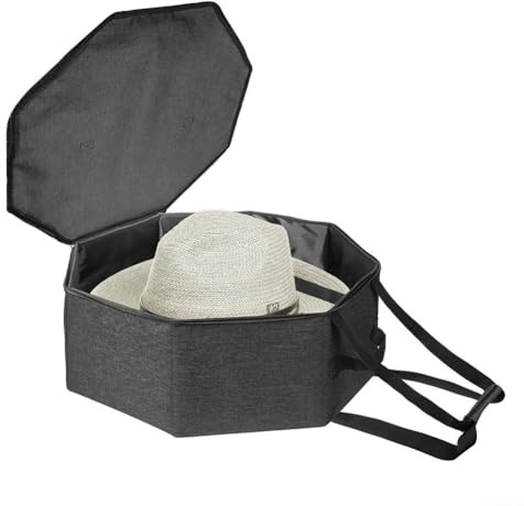 Hutschachteln, 1 Packung faltbarer Hutkoffer für Reisen und Schrankaufbewahrung, staubdichter Deckel mit Griff und Schultergurt für Männer und Frauen (grau-2)
