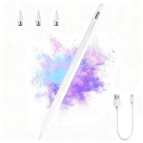 Lápiz para Tablet Universal con Punta Fina de 1,45 mm y Rechazo de Palma | Carga USB-C en 60 Minutos Hasta 10 Horas de uso Detección de Inclinación Fijación Magnética 3 Puntas de Repuesto