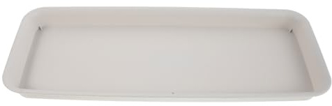 HEMOTON Sottovaso Rettangolare in Resina per Piante da Interno ed Esterno, Vassoio Drenante Anti-rovesciamento per Bonsai e Fioriere, 48x20 Cm, Bianco Crema