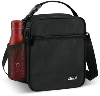Aosbos Insulated Lunch Bag for Men Boys 6.5L Lunchbox Cool Bag Cooler Tote | Fresh for Hours, Fits 12 Cans, Bottle Holder, Adjustable Strap, Buckle Top Handle, Wipe Clean Lining