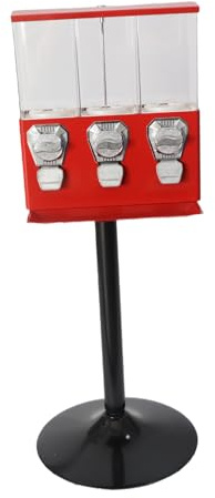 Chrees Godisautomat Gumball Machine Sweet Dispenser 3 Myntdriven Varuautomat Trippel Oberoende Godisaskar Stöldskyddsnycklar Stativ för Butik