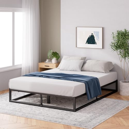 Zinus Joseph Somier 135x190 cm - Altura 25 cm - Base Cama Matrimonio en Acero - Láminas de Madera - Montaje Fácil- Espacio de Almacenamiento - Negro