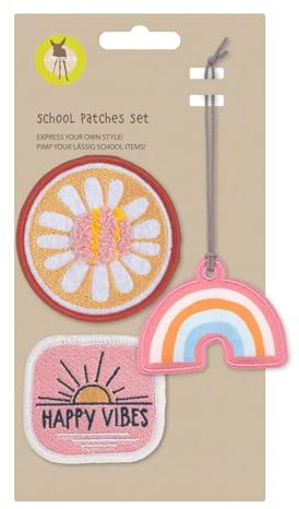 LÄSSIG Anhänger und Patches Set (3 Stk.) mit Druckknopf/School Patches Set Happy