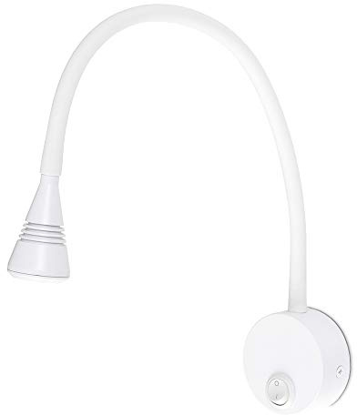 Kwazar Luminaire - Wandlampe mit Schalter - Leselampe Wand - Schwanenhals Lampe LED, 3W, Neutralweiß 4000K, 180lm - Wandleselampe, Bettlampe für Schlafzimmer, Wohnzimmer, Büro - LORIS Weiß