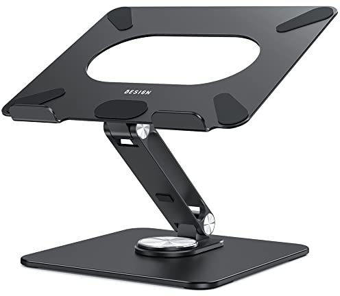 BESIGN LSX7 Supporto PC Portatile con Base Girevole a 360°, Supporto per Portatile Ergonomico, Supporto per Laptop Compatibile con Portatili da 10-15.6 (Nero)