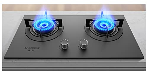 Gas Stove Cooktop 2 Burners,Tempered Glass Built-in Gas Hob LPG/NG Dual Fuel Easy to Clean for RVs,5.0KW Camping Double Burner (Size : NG)