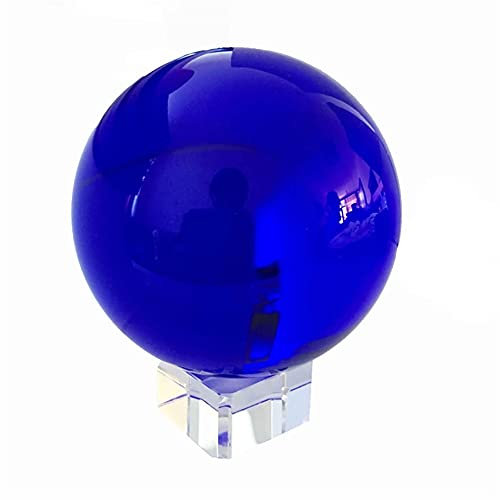 30 mm–100 mm, 1 Stück, Glaskristall, Blaue Kugel, Briefbeschwerer for Dekorationszubehör, Reiki-Stein Voller Textur (Color : Crystal Base, Size : 40mm)