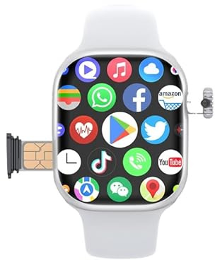 JINSHANGZI 2024 CD99 AMOLED Smart Watch Men Women 4G SIM Card Wifi Cellular GPS NFC Smartwatch Series 9 Android 8.1 Rotating Camera Sport Watch (Eurasian Silver,4+64G)