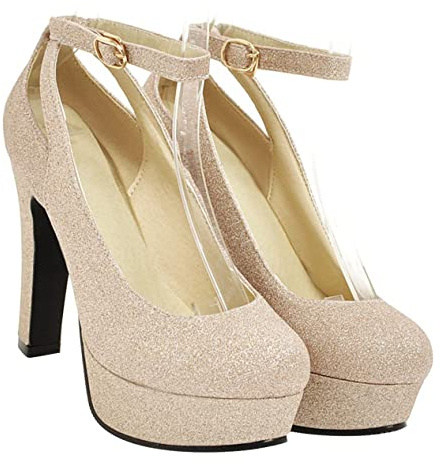 1 Par De Elegantes Zapatos De Tacón Alto con Punta para Boda para Vestido De Novia De Mujer En Dorado.