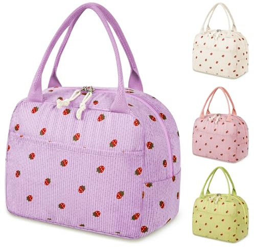 Vortix Lancheira Térmica Mujer, Bolsa Termica Porta Alimentos Flexible y Plegable, Loncheras de Trabajo con Forro Impermeable, lunch bag para estudiantes/oficina/picnic (Morado)