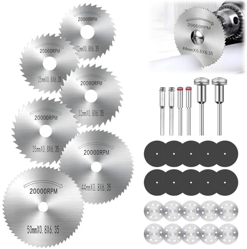 32 Pcs Cutting Discs Set, Diamond Cutting Wheels for Dremel Rotary Tool Accessories HSS Circular Saw Blades Resin Cuts Discs with 1/8 Shank for Wood Metal Plastic Glass Stone DIY Craft Aluminium