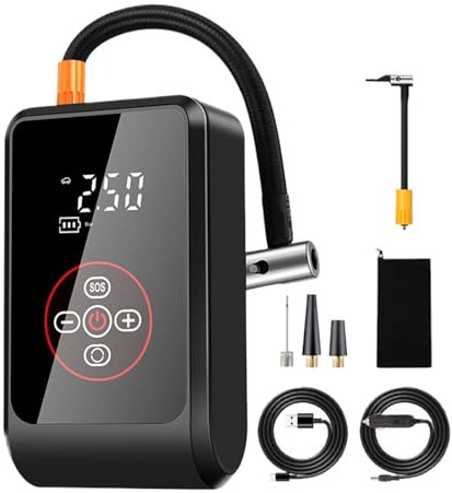 Electric Car Air Pump - Portable Air Compressor Tyre Pump| Electric Bike Cordless Tire Inflator, Auto Shut-Off Electric Pump With LED Screen Car Accessories Use In Truck Motorcycle Bike Ball Camping