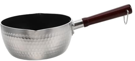 FONDOTIN Nonstick Japanese Milk Cookware with Wooden Handle Multipurpose Saucepan for Boiling Milk Cooking Ramen Soups and Stews Easy Clean Traditional Yukihira Style Pot for Camping and