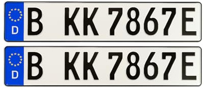 2 E-Kennzeichen DIN-zertfiziertes Kfz Kennzeichen OFFIZIELL amtliche Nummernschilder | Elektroauto & Hybrid Auto | Autokennzeichen Elektro | DHL Versand