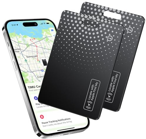 TIMU Air Smart Tag Card, Bluetooth Tracker Compatible con App Buscar Apple (Sólo iOS), 1.7mm Localizador Ultradelgado, IP68 Resistente al Agua, Rastreador Buscador para Cartera, Maletas, Negro