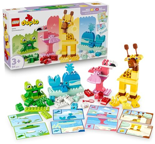 LEGO Duplo Juego de Construcción: Animales – Juego Educativo de Clasificar Colores y Formas – Juguete Montessori con Figuras y Tarjetas – Regalo para Niñas y Niños de 3+ Años – 10472