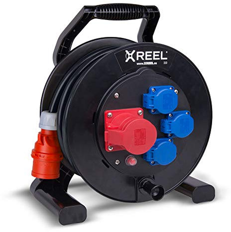 PCE Kabeltrommel XREEL 400V/16A K2 IP54 Gummi H07RN-F 5x2,5mm schwarz 25m