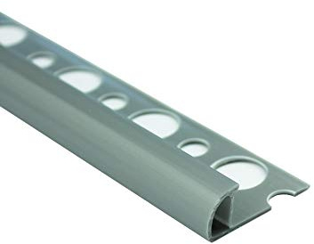 10x PVC Viertelkreis Fliesenschiene Abschlussprofil silber 10 mm 2,7 m | für dekorative Abschlüsse an Fliesenkanten mit runder Sichtkante, PVC, für 10 mm Fliesenhöhe, 2,7 m, silber, 10 Stück