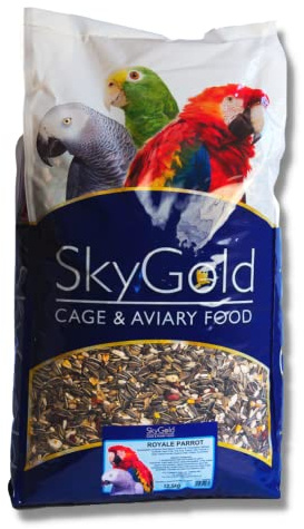 SkyGold Royale Parrot Seed 12.5kg - Parrot Seed Mix for African Greys, Parakeets, Cockatiels, Balanced & Healthy Cage & Aviary Bird Food with Peanuts