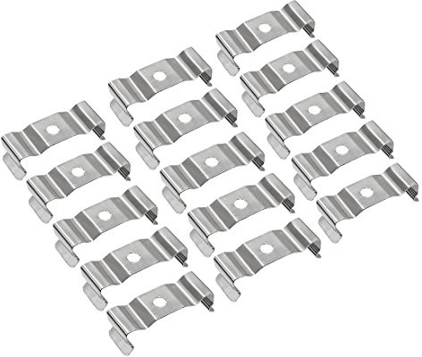 uxcell LED Halterung 15 Stück T8 Clips Halterung Aufhänger für LED Leuchtstoffröhre, Vernickelt Mangan Stahl, Silber