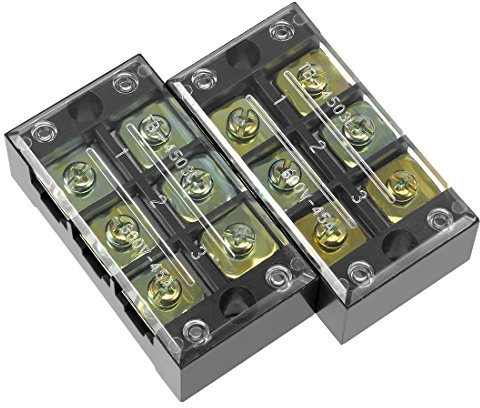 Sourcingmap 2 Pcs 3 Positions Dual Rows 600V 45A Cable Barrier Block Terminal Strip TB-4503L