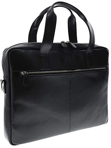 Exacompta 17537E Premium Laptop-Umhängetasche Exactive aus hochwertigem Leder mit 2 Hauptfächern und vielen Innentaschen, passend für Laptops bis zu 15,6’’ ideal für Schule, Uni und Arbeit, schwarz