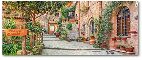 Tulup Glas-Bild 125x50cm - Wandbild Glas Wandkunst - Wandbild gehärtetem Sicherheitsglas - Dekorative Wand Küche Wohnzimmer - Italienische Gassen