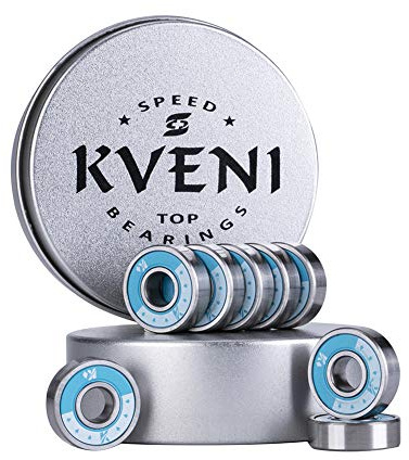 KVENI Ceramic Skateboard Bearings, Premium 608rs Ball Bearing - Pro Longboard Bearings for Quad Skate, Inline Roller Blades, Scooters, Spinners,ABEC, 8 Pack (Blue_1)