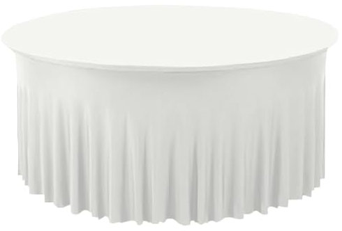 Gastro Uzal Deluxe Tischhusse Bankett Tischhussen Stretchhusse Husse Hussen Biertischhusse Bierzeltgarnitur für Hochzeit Event weiß 150 rund cm, Banketttischhussen