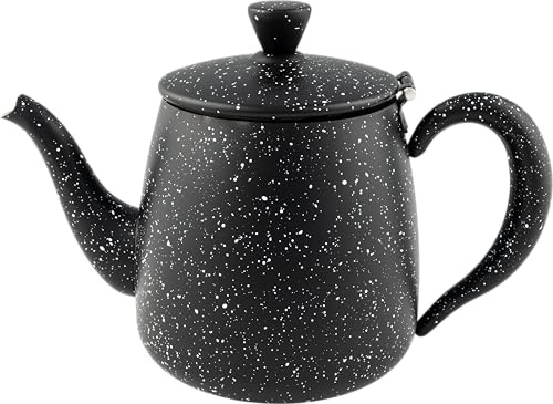 Café Olé Premium Granite Théière, 1360 ml, pour 7 personnes, acier inoxydable, design classique avec finition moderne en granit noir, bec verseur parfait