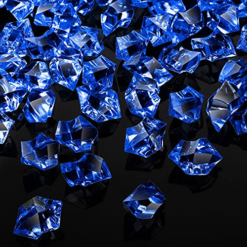 150 Pieces Fake Ice Cubes Diamonds Plastic Crushed Ice Rocks 1 Inch Acrylic Crystals Fake Ice Cubes Gems for Vase Fillers, Table Scatter, Birthday Decor Favor, Event, Wedding, Arts Crafts (Royal Blue)
