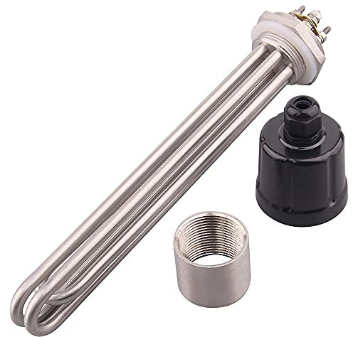 JINGERL DN32 Water Heater Thread 42mm Immersion Heating Element Replacing Booster Heater Tube 3KW 4.5KW 6KW 9KW 380V 12KW (Color : WHITE, Size : 3kw L210mm)