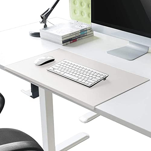 Luxus Schreibunterlage, Rutschfeste Wasserdicht, Glatt, 2mm Dick Pu Leder Schreibtischunterlage mit Kantenschutz, Große Schreibmatte Büro PC Laptop Mauspad,Weiß,120X50cm