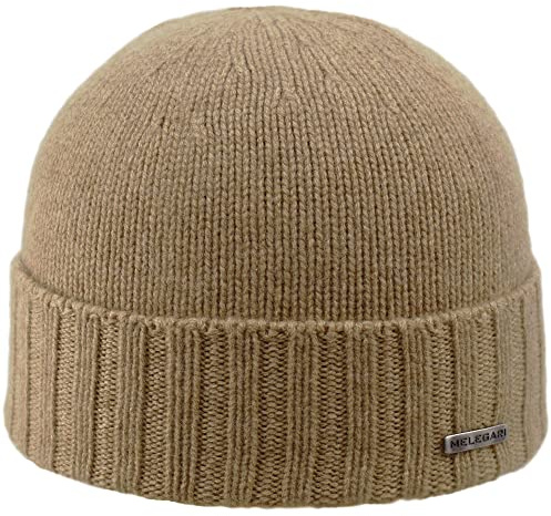 MELEGARI Mütze Beanie Treviso | 100% Kaschmir | Made in Italy | Unisex, beige scuro, One size