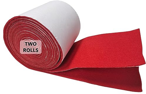 Jtnohx Filz Selbstklebend Filzrolle 10cmx2.5m Filzband Rot Filzstoff | 2 Rollen Selbstklebend Weich Filzstreifen Rückseite Kleber Filzgleiter für Basteln Bilderrahmen Möbel 1.4 mm dick(Rot)