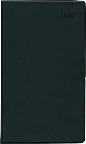 Taschenplaner schwarz 2024 - Bürokalender 9,5x16 cm - 64 Seiten - 1 Woche auf 1 Seite - separates Adressheft - faltbar - Notizheft - 540-1020