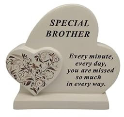 David Fischhoff Placa de recuerdo de corazón doble con remolino floral para tumba – Hermano