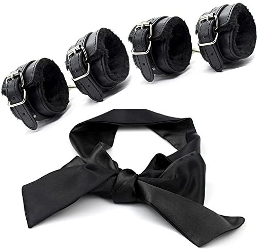Bondage Set SM Manette e Mascherina per Gli Occhi Restrizioni Sessuali SM Giocattoli Sessuali in Pelle SM Bondage Caviglia Giocattoli Sessuali per Adulti - Manette - Mani Congiunte Fetish e Bondage