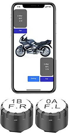 Mioloe Reifendrucküberwachungssensoren Bluetooth-kompatibel TPMS Reifendrucküberwachungssystem Externer Sensor für Auto, SUV, Motorrad, ATV, Van (2 Räder)