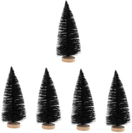 HOMSFOU 5 Stück Kleiner Schwarzer Weihnachtsbaum Künstlicher Kleiner Kiefernbaum Mini-Weihnachtsbaumdekoration Künstlicher Weihnachtsbaum Weihnachtsdekorationen Tischdekoration