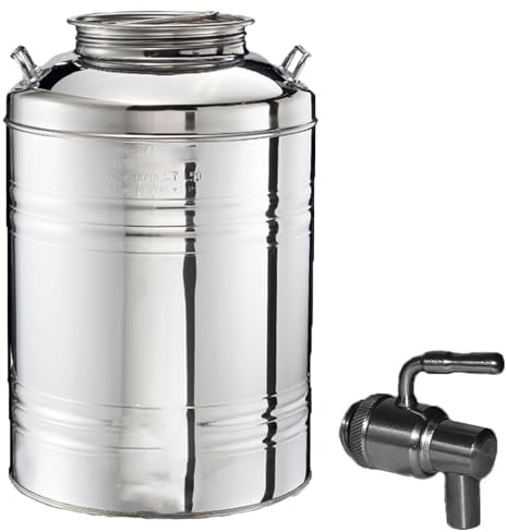 Barril para aceite de 50 litros tarro con grifo damigiana bidón de acero inoxidable 18/10 contenedor vino miel agua